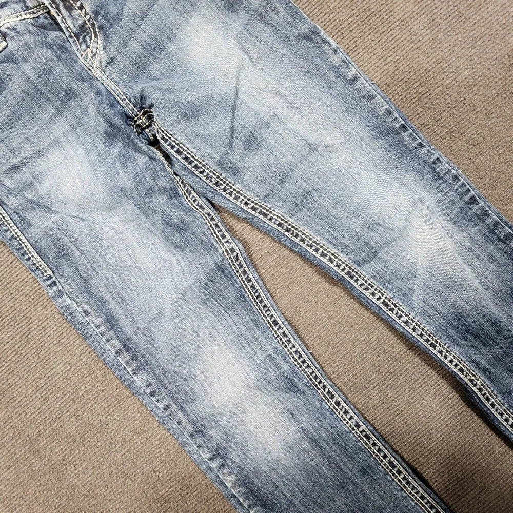 Silver Jeans Suki Flap Jeans Women 27 Blue Distressed Mid Rise Bootcut Denim